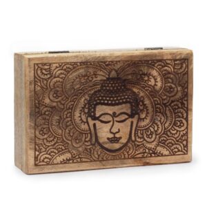 Caja rectangular grande 21.5x14x6.3cm - Cara de Buda Negra