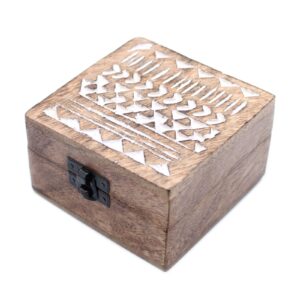 Caja de Madera Blanca - 4x4 Diseño Azteca