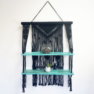 Estantes Colgantes de Macramé Negro - Turquesa