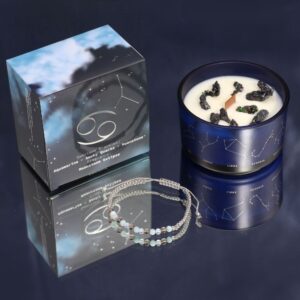 Vela de cristal del zodiaco con pulsera de piedras preciosas - Cáncer